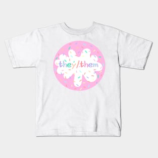 Birthday Cake They/Them Pronoun Pin Kids T-Shirt